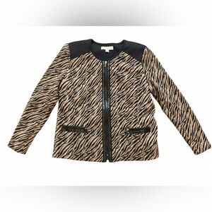Laura Ashley Animal Print Blazer Jacket with Black Accents SZ PL